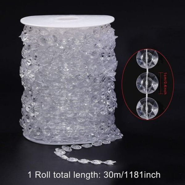 Krystal Perlekrans 30 Meter Krystal Diamantkrans Akryl Perleruller