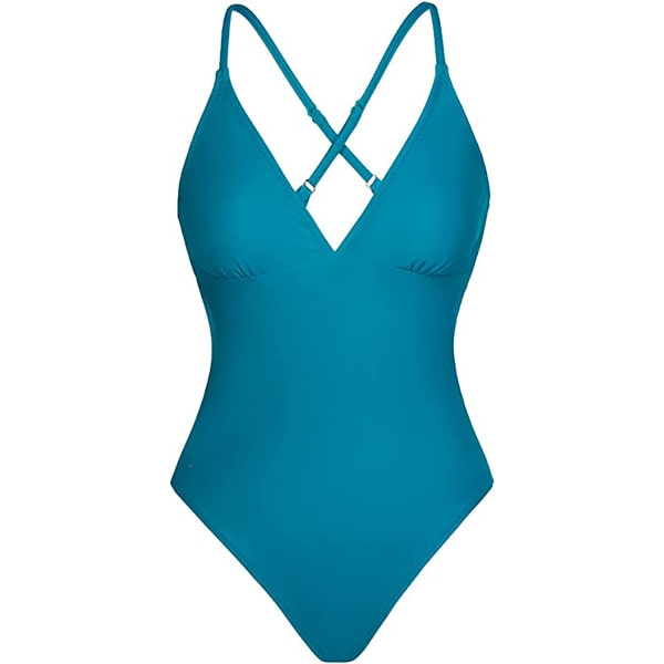 Naisten uimapuku kolmiomainen V-kaula teal L