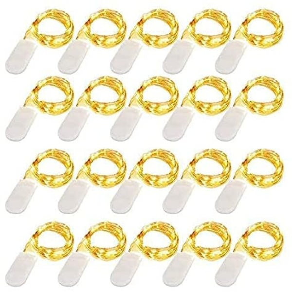 LED-ljusslingor med batteri, 20 st koppartrådsljusslingor varmvitt 1M 10 LED-lampor Julbelysning för inomhus- och utomhusdekoration