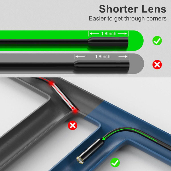REMAKE Endoskooppi iPhonelle, Tarkastuskameralla 7,9 mm linssilla iPhonelle ja iPadille, 5 m puolijäykkä kaapeli Boreskooppi IP68 vedenkestävä