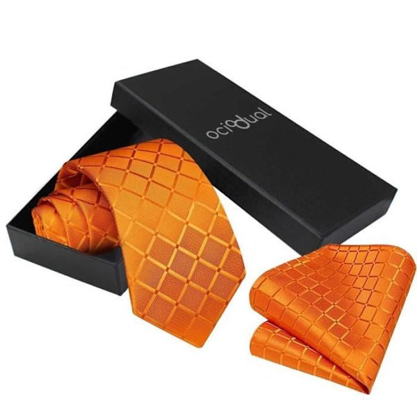 OcioDual Herrslips & Näsduk Set Rutiga Orange Färg Handgjorda