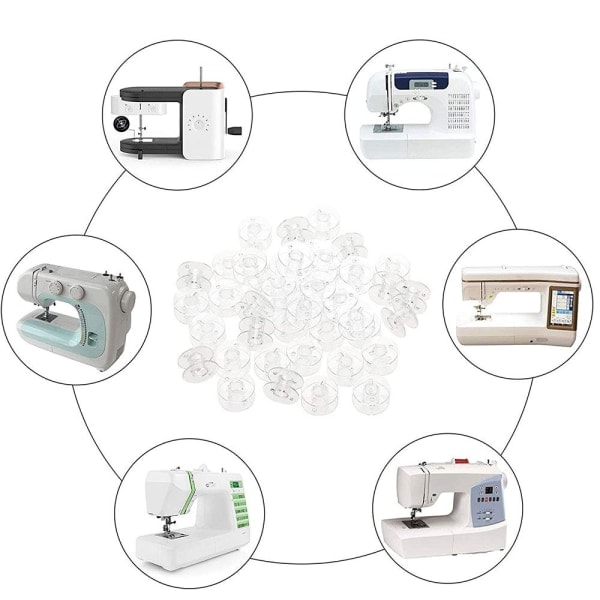 25 spoler for symaskin med oppbevaringsboks Transparent