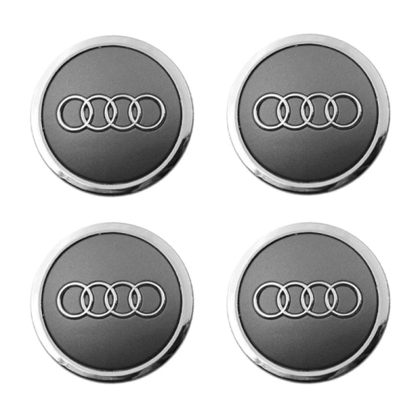 Centerkapsler til AUDI 60mm 4-pak Grå med kromkant