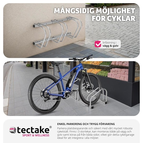tectake Cykelstativ - 3 Sølv
