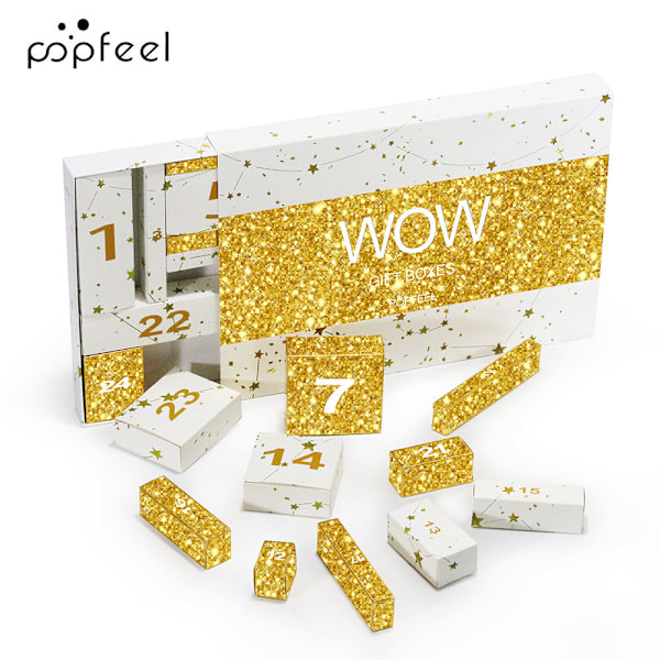 Julemakeup-gavekalender 2024, Skjønnhetsadventskalender, 24 Individuelt Innpakkede Makeup- og Kosmetikkprodukter for Kvinner og Jenter White
