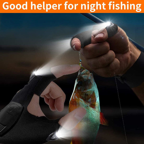Farsdaggave, Ladbare LED-hansker Fiskehansker med Vanntette Lys, Nyttig Uvanlig Gadget, Original Gaveidé for Menn, Gave til H...