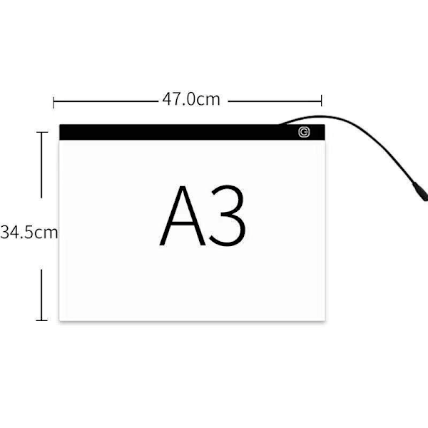 LED lysbrett/tegnebrett A3 lysbrett med USB