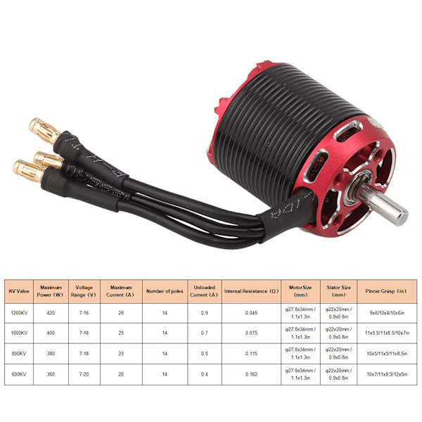 C2838 Brushless Motor Vandtæt Fastvinge Outrunner Brushless Motor Brushless Strømsystem 600KV