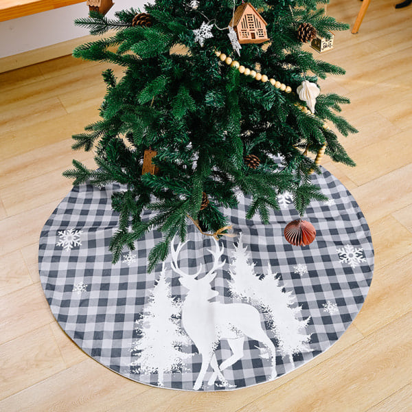 Julgransmatta med älgmotiv - 120 cm - grå, julgransdekoration, konst