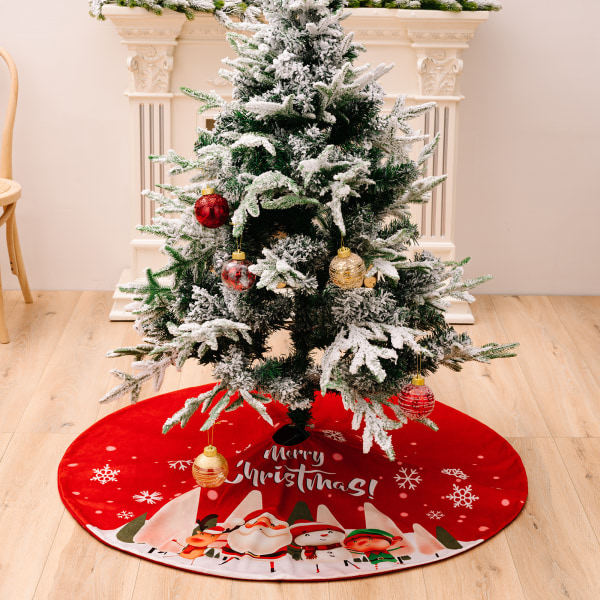 /#/Fire dukker rød juletrematte - 116 cm, juletrepynt/#/