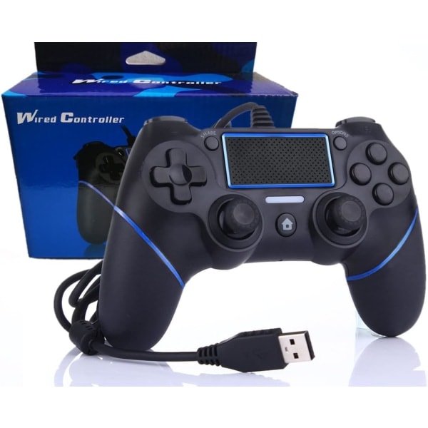 REMAKE Trådbunden Spelkontroll för PS-4/Pro/Slim/PC(Win7/8/10)/Laptop, USB-kontakt Spelkontroll med Vibration och Halkskydd, Ergonomisk