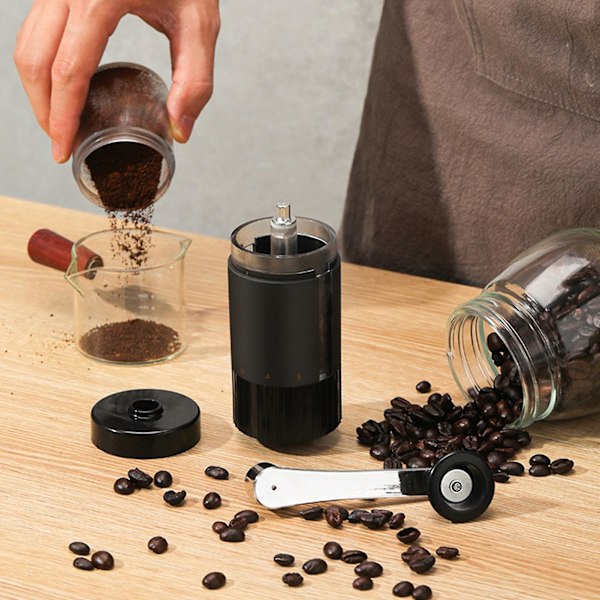 90ML Manuell Kvern for Kaffe med Håndtak, Klar Synlig, Bærbar Håndkvern for Kaffe, Reisekvern for Kaffe Bønner, Perfekt Gave for Kaffeelskere