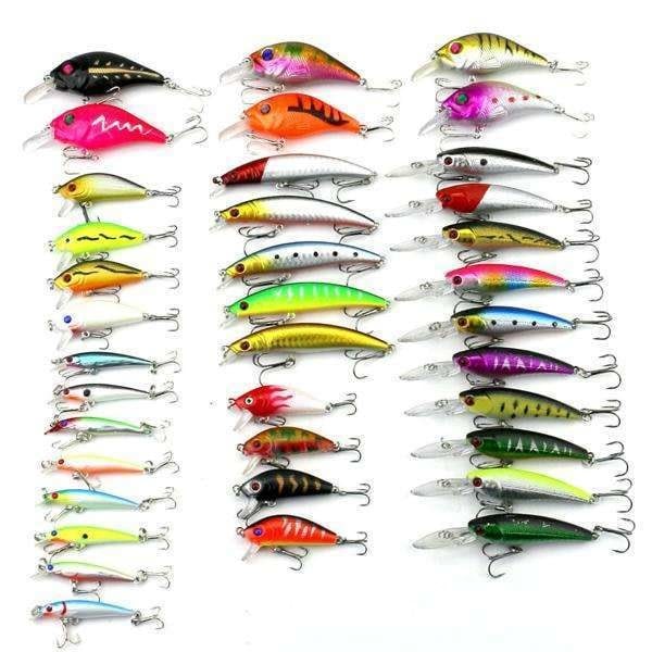 37-pack fiskebeten wobblers, mört blandade, crankbait flerfärgade