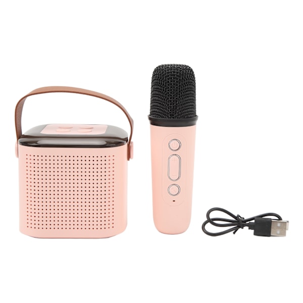 Mini Karaoke Maskin för Barn Bärbar Högtalare med Trådlösa Mikrofoner Hem Karaoke Set Rosa