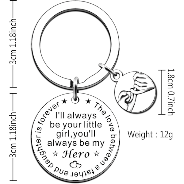 Isän lahjat tyttäreltä - Isän avaimenperä syntymäpäiväksi, isänpäiväksi, isälle - Olen aina tyttäresi, sinä olet aina sankarini...