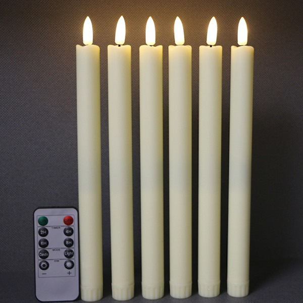 REMAKE Dww - 6-pack Batteridrivna LED-lampor med Fjärrkontroll och Timer, Äkta Vaxflimmer Varmvitt Ljus