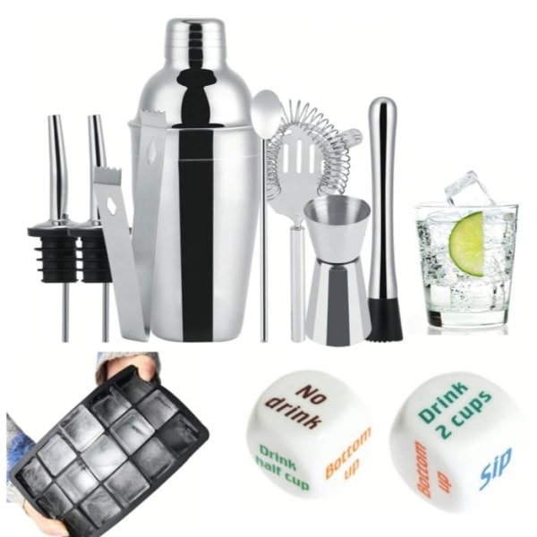 11-delt Party Kit, Cocktail Set, Bar Set, Party Kit - Rustfrit Stål Multifarvet