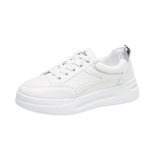 Damesko Lav Sneakers Kvinder Anti-slip Tyk Sål Sko Gave Til Jul Fødselsdag Nytår Sølv 39