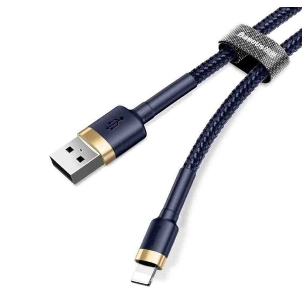 2 st 2 m Baseus-kabel iPhone röd blå med guld