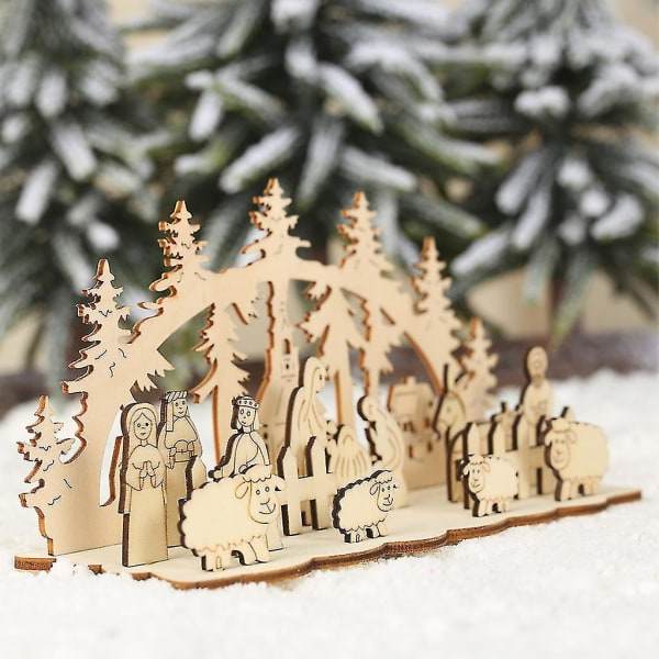 Runda DIY Trätomte Dekoration Julfest Julgran Nyår Hem Kyrka Bord