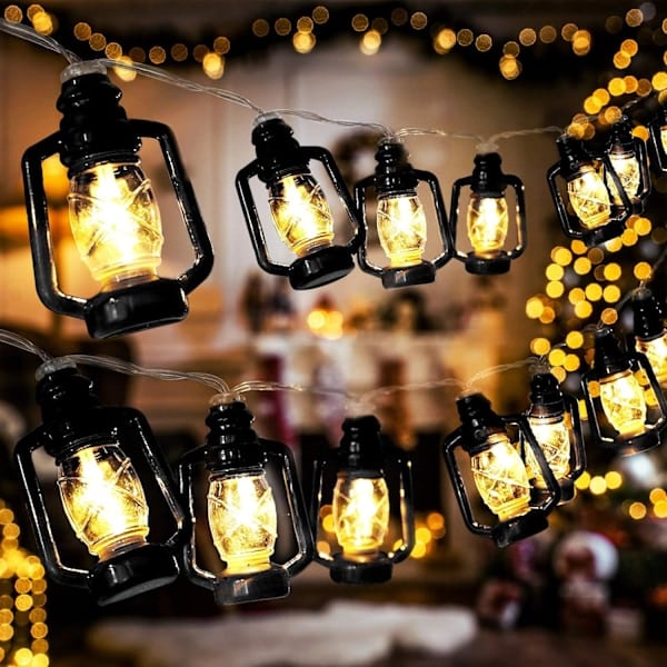 40 LED Punainen Lyhty Valo Ketju Mini Sisä- ja Ulkokäyttöön Terassille Puutarhaan Juhliin Joulukuuseen Uuden Vuoden Koristeluun Musta 40 Lamppu