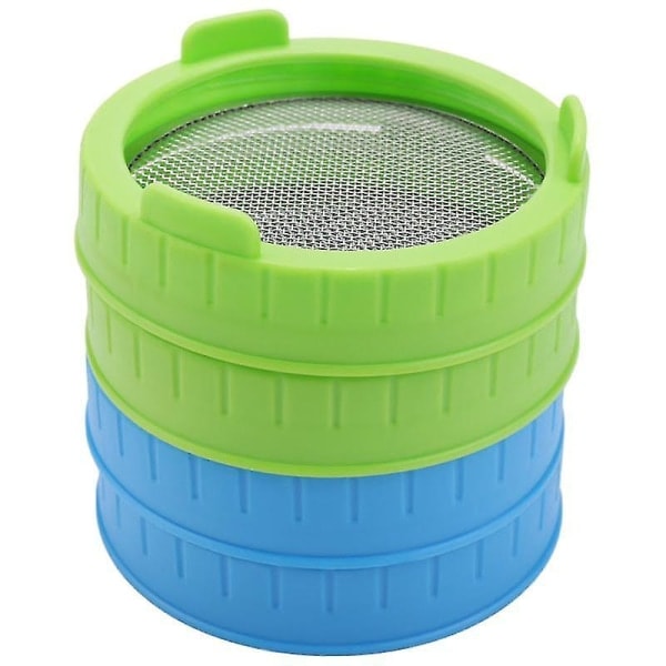 4-pack groddlock, plastgroddlock med rostfritt stål sil för breda burkar, groddning