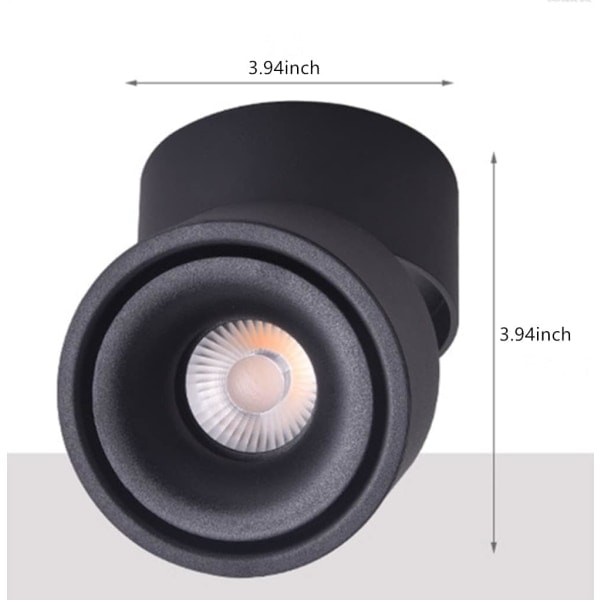 REMAKE Dæmpbar LED Loft Spotlight Indendørs Kunstlys Billedelys Downlight Retningsbestemt Loftlampe 12W 960LM (Sort)
