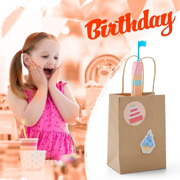 REMAKE 50 stk Partyposer Kraft Gavepose 20,3X 11X 27cm Brun Handlepose i Papir med Vridde Håndtak for Gave til Fest (Gul)
