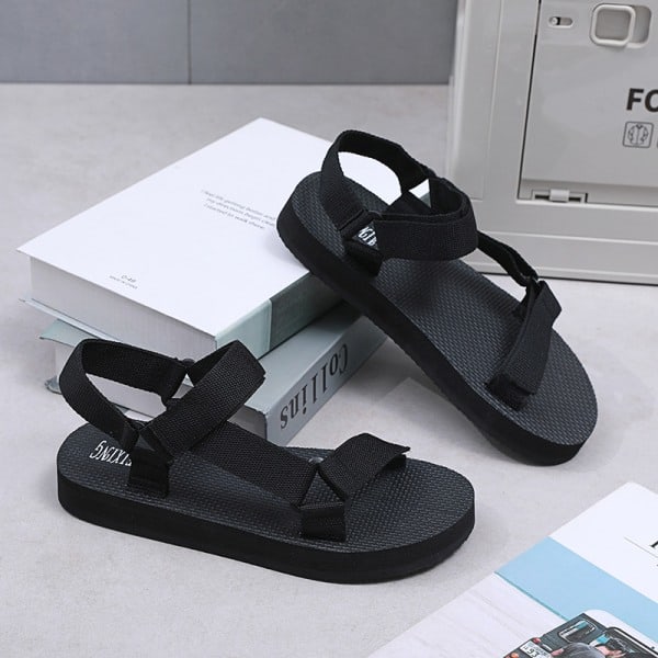 Sandaler for menn og kvinner, tursandaler, utendørs gåsandaler for fotturer, sommersandaler til stranden, sklisikre, komfortable, svarte 40/41