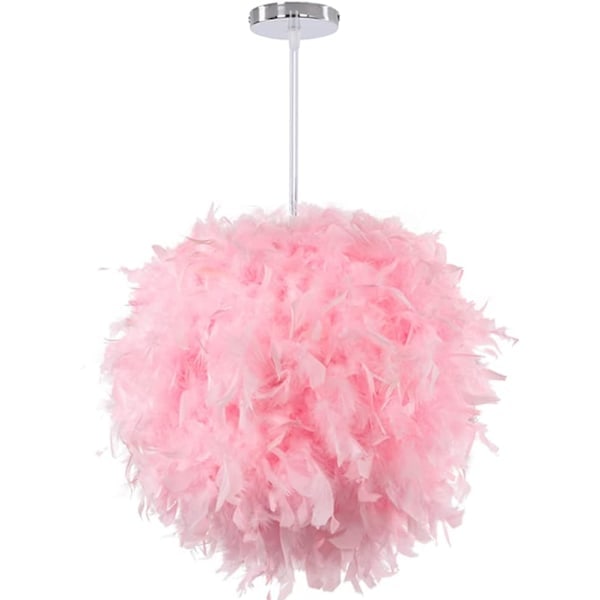 REMAKE Pink Feather Pendant, Modern Sphere Chandelier 30cm, E27 Ceiling Lamp Hanging Light Decoration, For Living Room Bedroom Kids Room