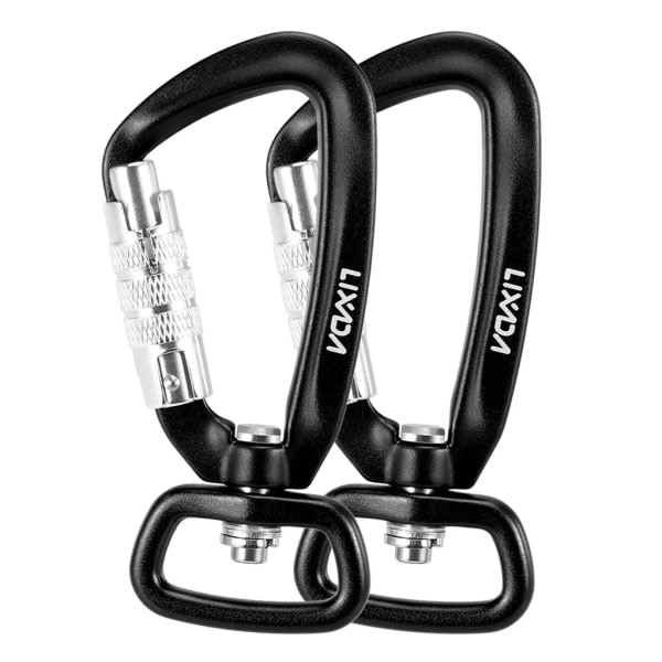 Lixada 2 Pieces Swivel Carabiner 360° Rotation Swivel Carabiner Small Self-Locking Carabiner Swivel Hammock Hanging Clip Pet Leash Hook