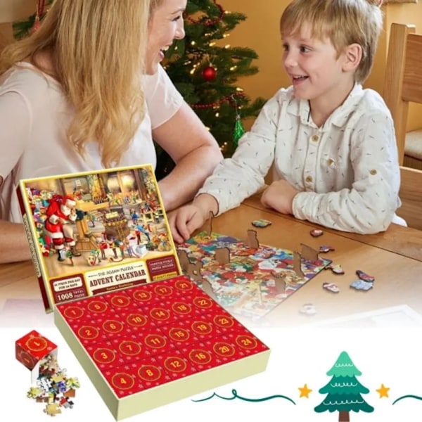 Sent fra Sverige Puslespil Julekalender 2024, 1008 puslespilsbrikker 24 dage Legetøjsbutik Jigsaw puslespil 24