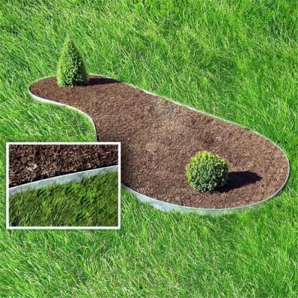 NAIZY 40 m metall gräsmatta kant - flexibel trädgård växt kant galvaniserad klipp kant 100 x 18 cm