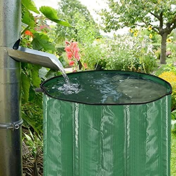 NAIZY 750L regnvattenuppsamlare Hopfällbar regnvattentank med stödstolpar och avloppsventil, grön