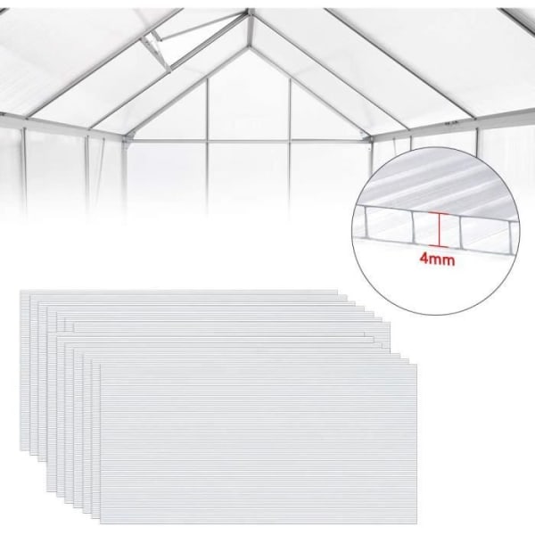 NAIZY 14x polykarbonat bikakeark Dubbelt UV-beständigt bikakeark 4mm | 10,25 m² Transparent