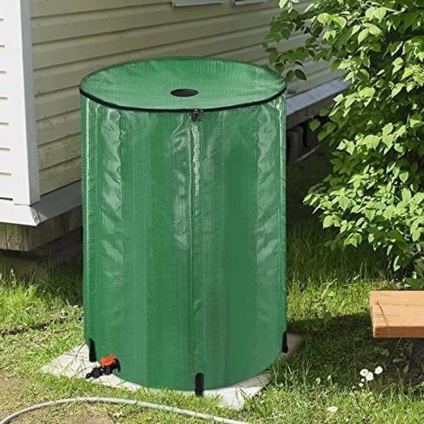 NAIZY 750L regnvattenuppsamlare Hopfällbar regnvattentank med stödstolpar och avloppsventil, grön