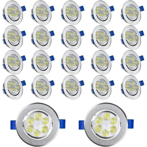 NAIZY Set med 20 platta infällda LED-spotlights 3W 230V Mini Aluminium infälld takspotlight - 20x3W Vit