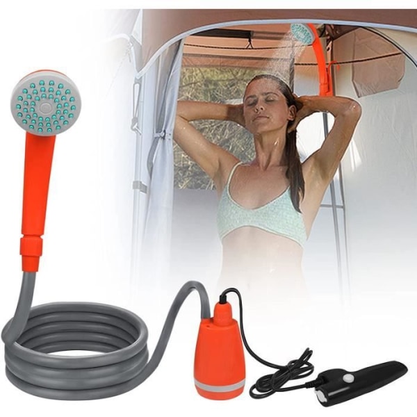 NAIZY Mobil campingdusch med pump - Laddningsbar utomhusdusch med handdusch - USB-laddningskabel