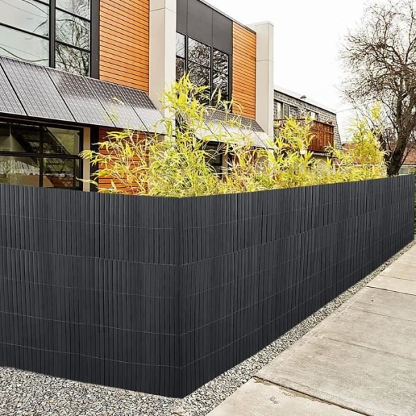 PVC insynsskydd - NAIZY - 90 x 400 cm - Antracit - UV-skydd - För balkong och terrass, trädgård