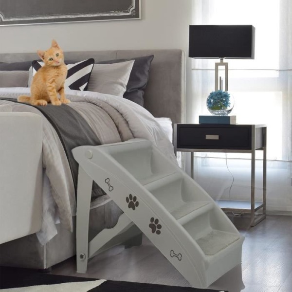 NAIZY hopfällbar hundtrappa, 49 cm hög, med 4 halkfria steg, maximal belastning: 75 kg, för säng eller soffa