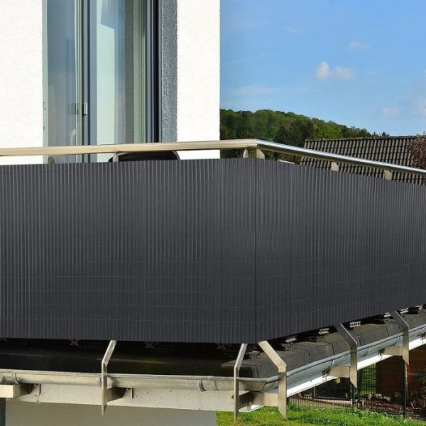 PVC insynsskydd NAIZY Antracit 180 x 400 cm - UV-skydd - För balkong och terrass, trädgård