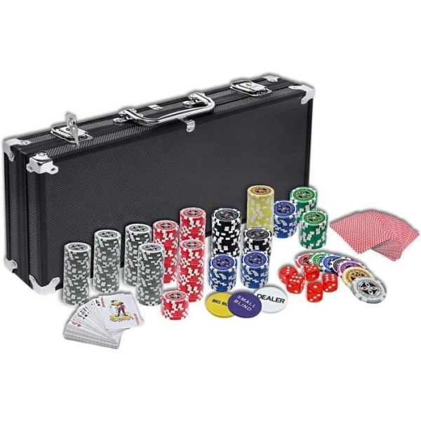 Professionellt pokerfodral 500 laserchips - NAIZY - Svart aluminiumlåda