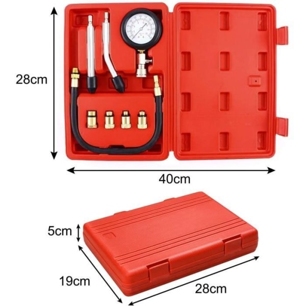 NAIZY Automotive Compression Tester Compressiometer Kit 0-20 bar eller 0-300 psi kompressiometer med röd box