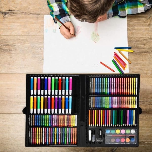 NAIZY 168 färgpennor set för barn med vaxkrita, akvarellpennor, akvarellpennor, suddgummiritsats
