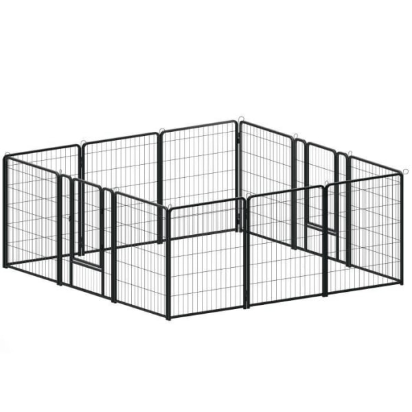 NAIZY Set med 12 modulburar för hundar, katter, kaniner, barn, metallhölje med dörrar och golvankare 80 cm höjd