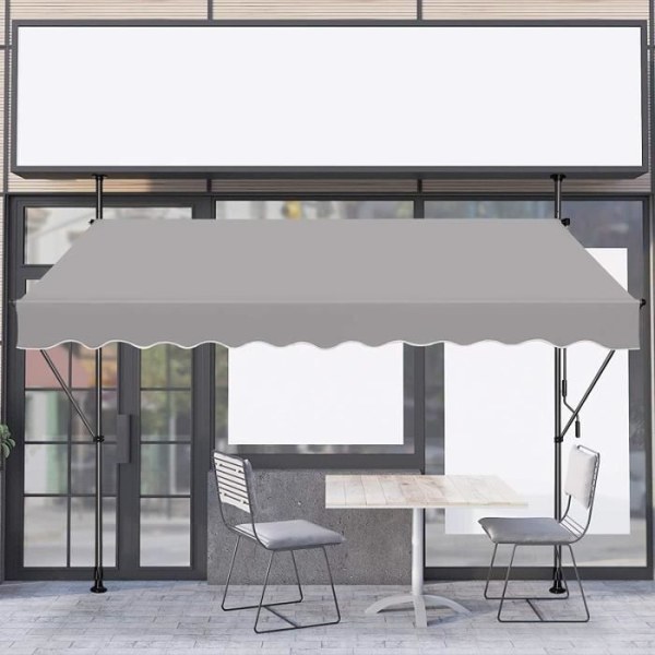 NAIZY Infällbar balkongmarkis 250 x 120 cm - Med vev, Ingen borrning, UV-skydd, Justerbar höjd - Ljusgrå
