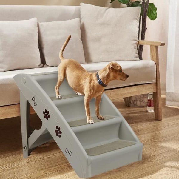 NAIZY hopfällbar hundtrappa, 49 cm hög, med 4 halkfria steg, maximal belastning: 75 kg, för säng eller soffa