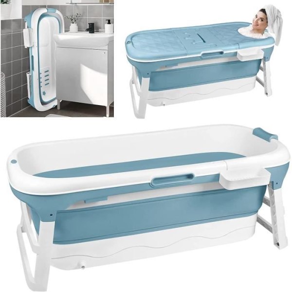 NAIZY hopfällbart badkar - hopfällbart bärbart PP+TPE hopfällbart badkar med handtag för barn och vuxna 128 x 62 x 52 cm