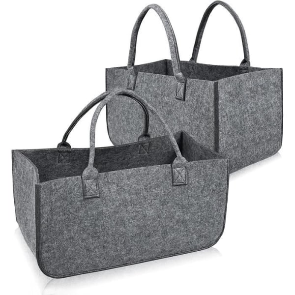 NAIZY Set med 2 filtvedspåsar Vikbar stor shopperkorg för vedstockar 50x25x25 cm - ljusgrå