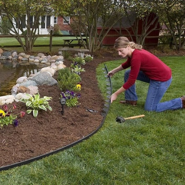 Svart trädgårdskant i flexibel PP-plast - NAIZY - Flexibel - 10m x 5cm - Väderbeständighet